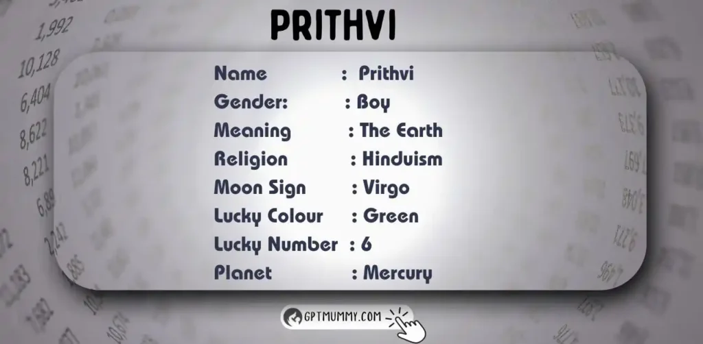 Prithvi Name Meaning, Origin, and Zodiac Significance