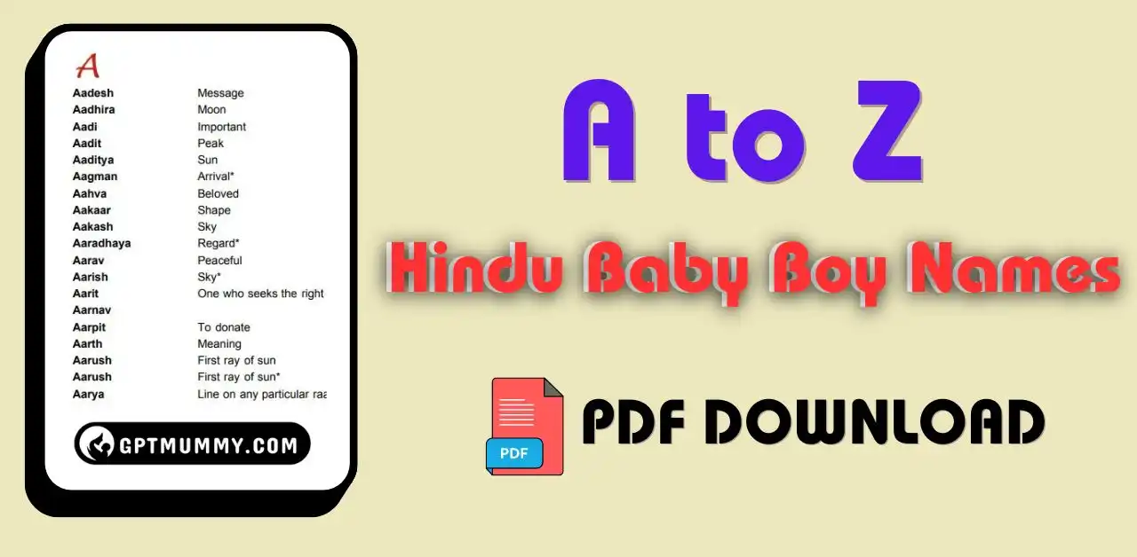 A to Z Hindu Baby Boy Names PDF Free Download