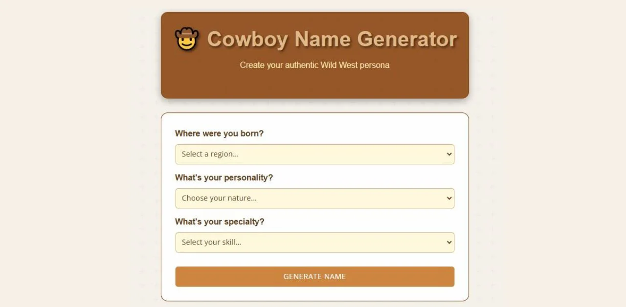 Cowboy Name Generator